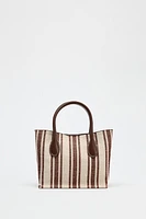 STRIPED PRINT CANVAS BAG