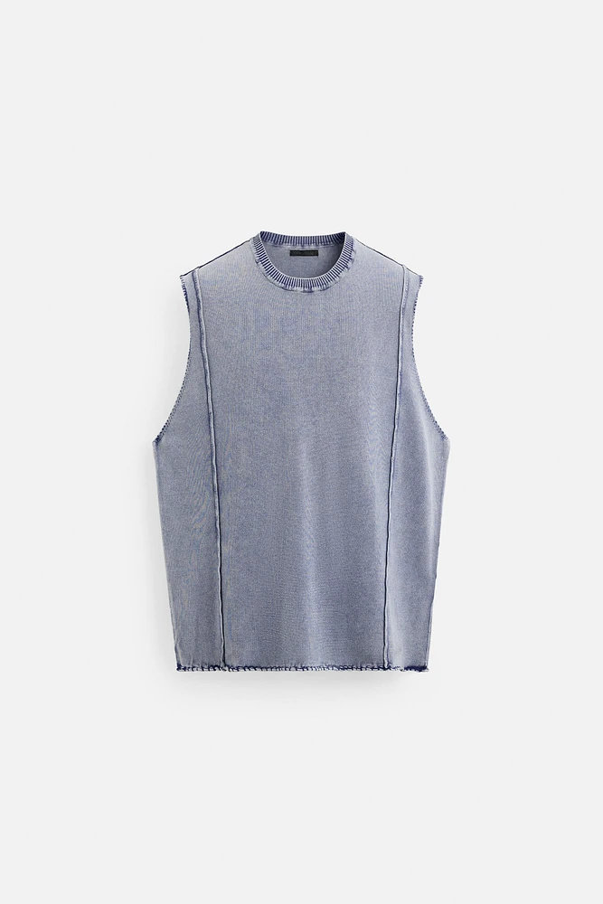 DÉBARDEUR EN MAILLE DÉLAVÉE