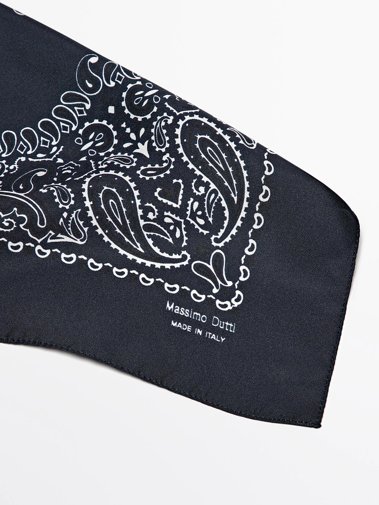 Bandana à imprimé cachemire 100 % soie