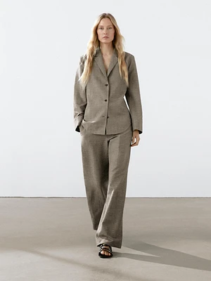 Lightweight check cotton blend blazer