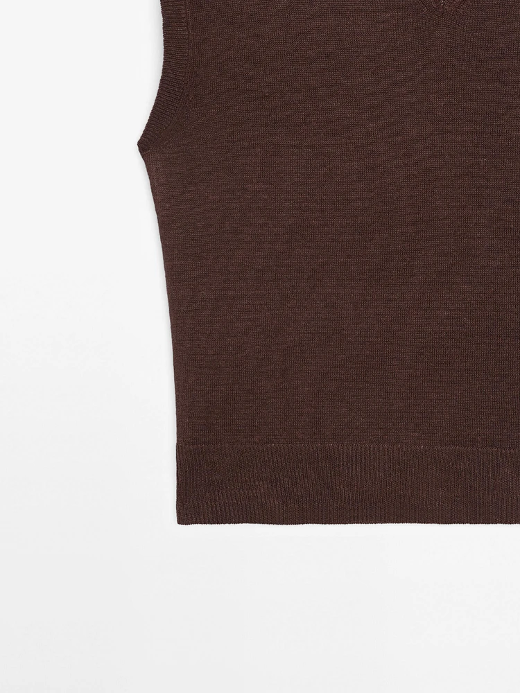 100% linen melange knit vest