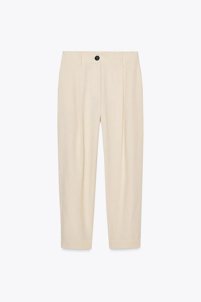 PANTALON À PINCES ET TAILLE ÉLASTIQUE