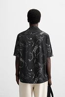 ABSTRACT PRINT STRETCH SHIRT