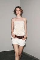 ZW COLLECTION EMBROIDERED TOPSTITCHING TOP