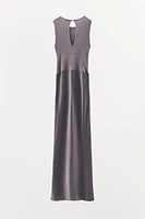 SATIN TRIM COMBINATION MAXI DRESS