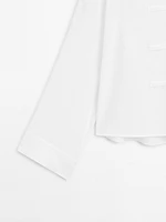 Flowing linen blend kimono-style blouse