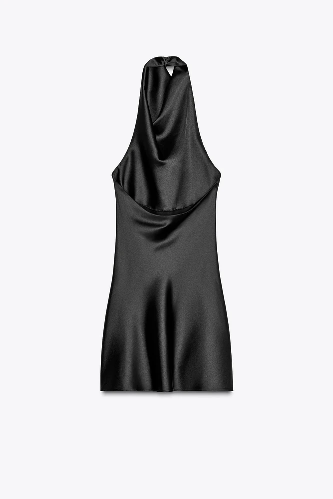 ROBE MINI HALTER SATINÉE