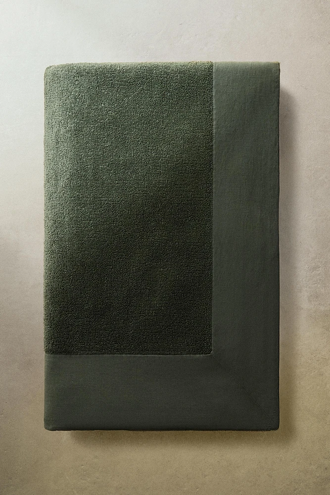 COTTON BEACH TOWEL WITH LINEN BORDER