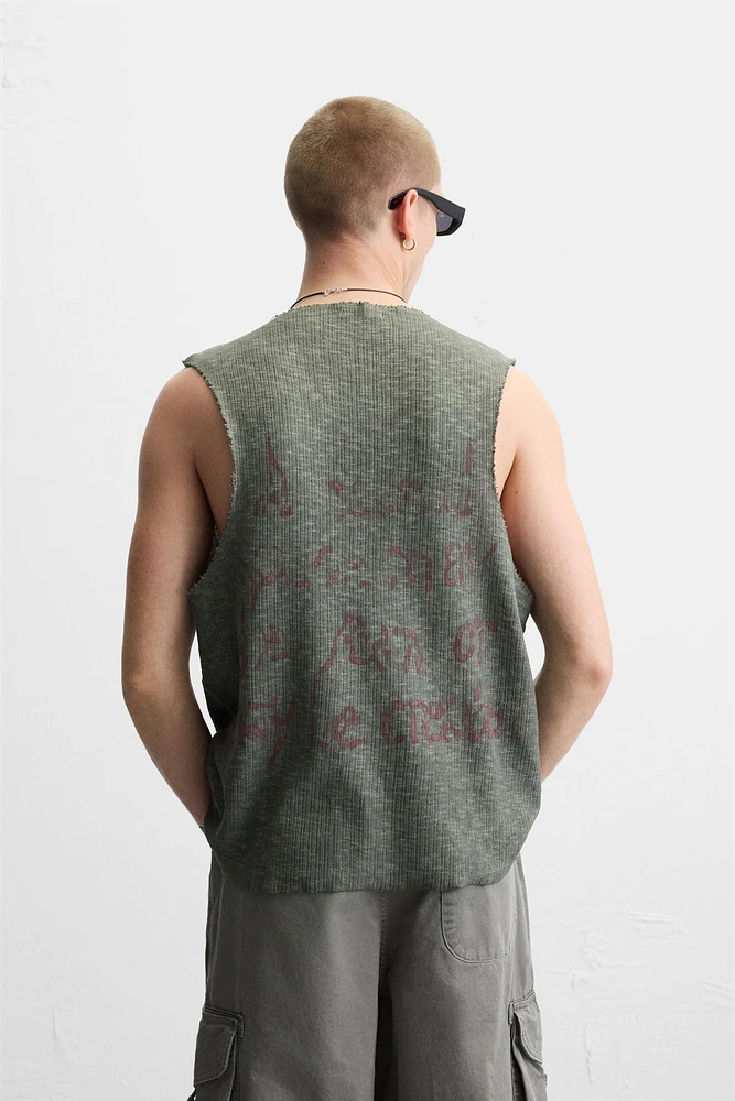 T-SHIRT TANK EN MAILLE À IMPRIMÉ DÉLAVÉ