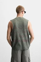 T-SHIRT TANK EN MAILLE À IMPRIMÉ DÉLAVÉ