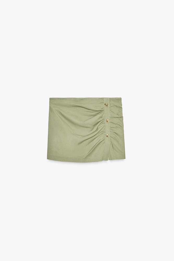JUPE-CULOTTE À PLIS EN LIN