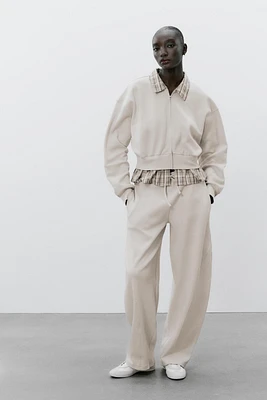 CONTRASTING POPLIN SWEATSHIRT
