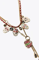 2-PACK OF ENAMELED SKULL NECKLACES