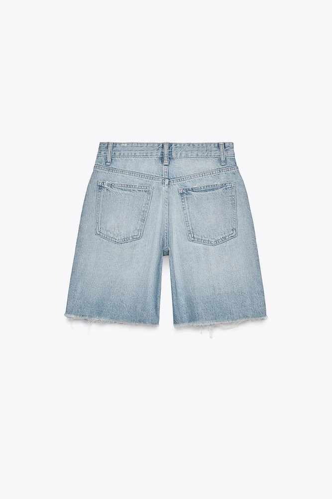 MID-RISE RIPPED TRF DENIM SHORTS