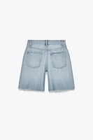 MID-RISE RIPPED TRF DENIM SHORTS