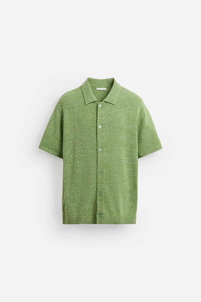 BOUCLÉ TEXTURED KNIT SHIRT