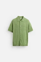 BOUCLÉ TEXTURED KNIT SHIRT