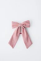 STRIPED BOW CLAW CLIP HAIR TIE