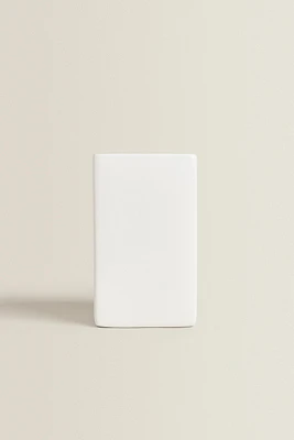 WHITE EARTHENWARE TOOTHBRUSH CUP