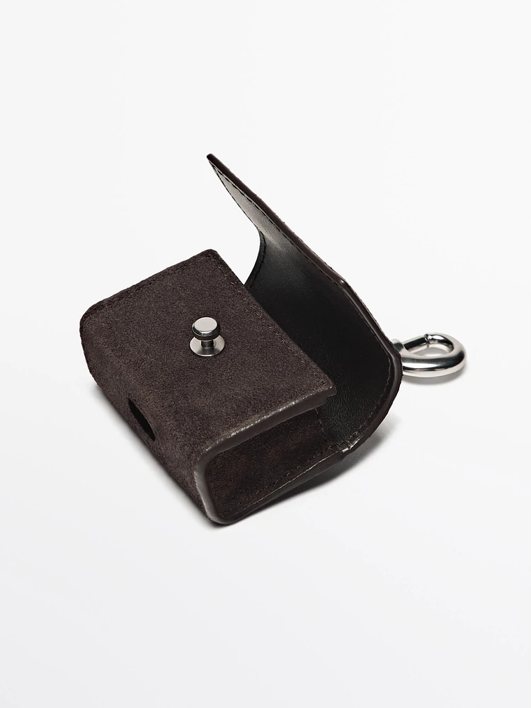 Split suede leather AirPods case