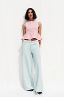 TIE-DETAIL PEPLUM KNIT TOP
