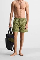 LONG ABSTRACT PRINTED SWIMMING TRUNKS