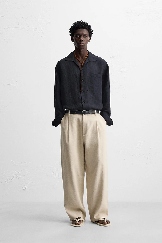 PANTALON LIN - COTON PLIS