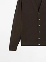 100% merino wool knit cardigan
