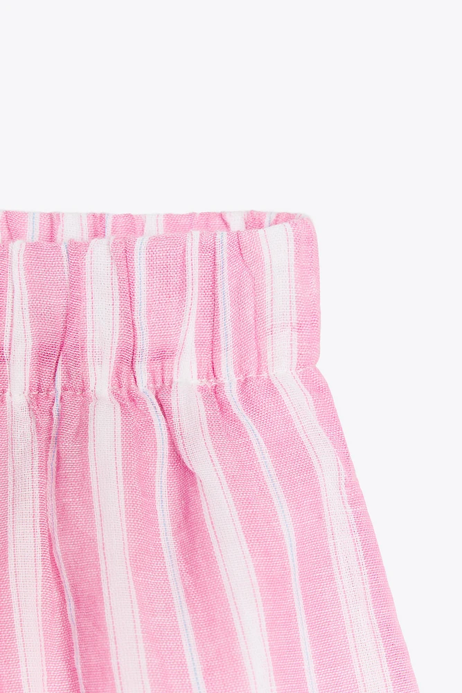 STRIPED GAUZE PAJAMA SHORTS