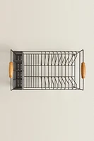 IRON AND ACACIA WOOD DISH RACK