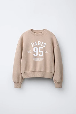 WASHED EFFECT TEXT SWEATSHIRT