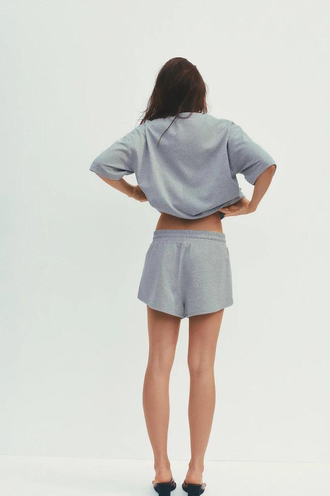METALLIC THREAD FLEECE SHORTS