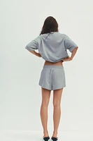 METALLIC THREAD FLEECE SHORTS