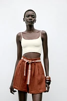 EMBROIDERED BELT SHORTS