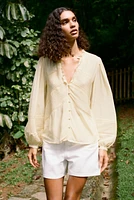 BLOUSE PLIS NERVURÉS ENTRE-DEUX