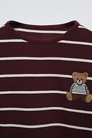 BEAR EMBROIDERY STRIPED SHIRT