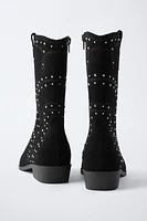 STUDDED SUEDE COWBOY BOOTS