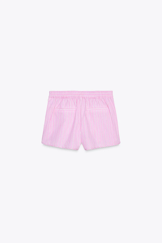 STRIPED POPLIN SHORTS WITH SIDE TIES