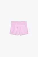 STRIPED POPLIN SHORTS WITH SIDE TIES