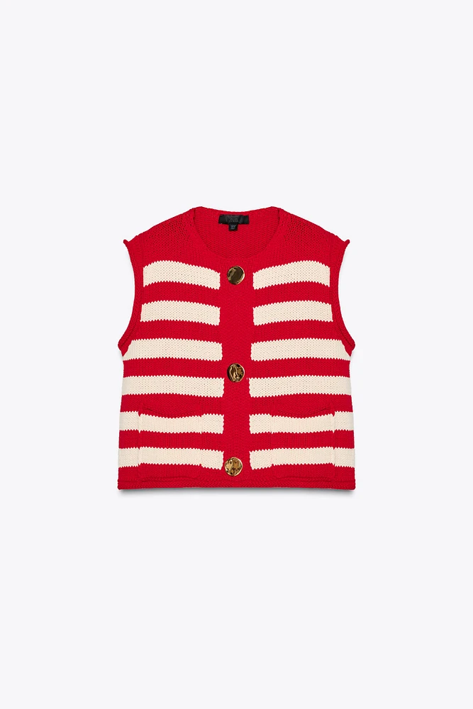 STRIPED KNIT VEST TOP