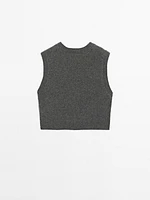 Veste sans manches 100 % cachemire à col en V