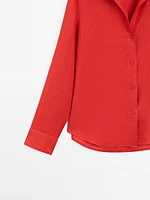 100% linen open collar shirt