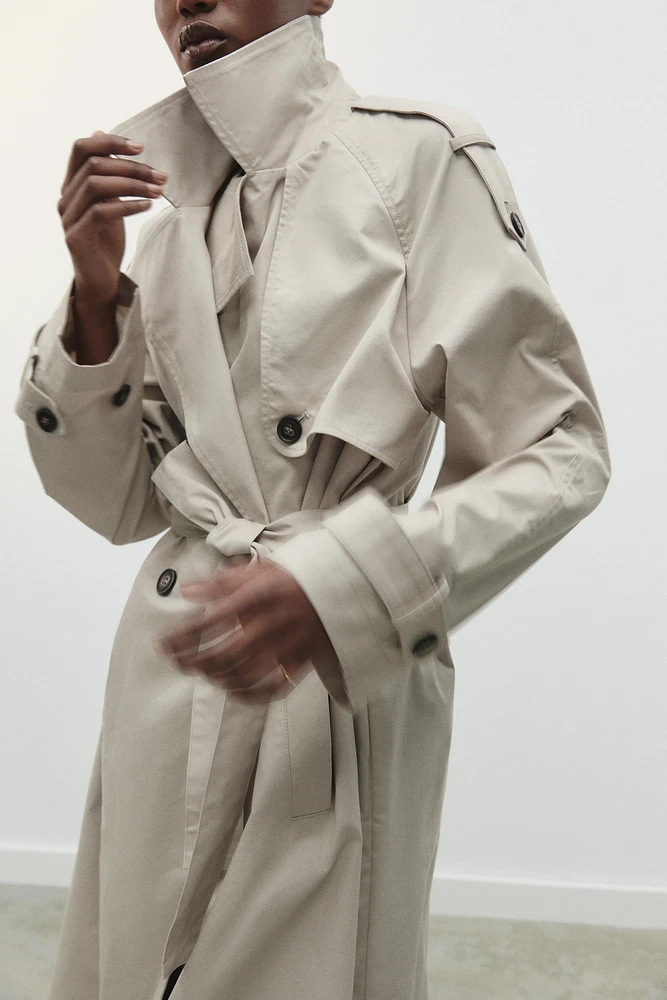 TRENCH LONG CROISÉ À CEINTURE