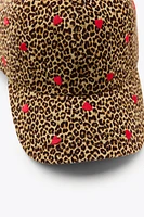 EMBROIDERED ANIMAL PRINT TWILL CAP