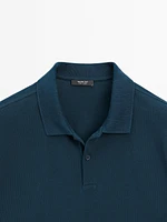 Micro textured piqué cotton polo shirt