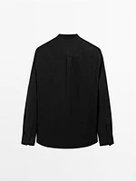 100% linen regular fit stand-up collar shirt