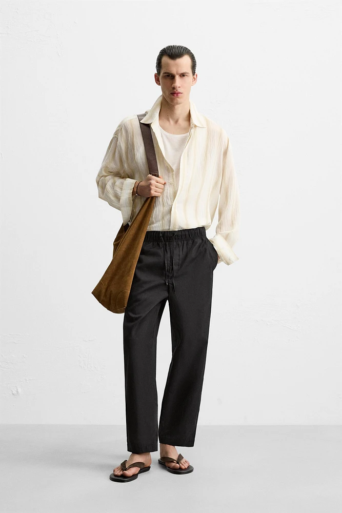 RELAXED FIT COTTON LINEN PANTS