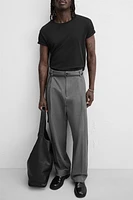 BELTED PLEATED PANTS