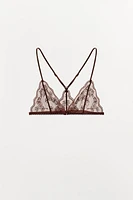 BRALETTE TRIANGLE EN DENTELLE À FLEURS