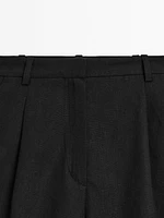 Linen blend darted waist Bermuda shorts